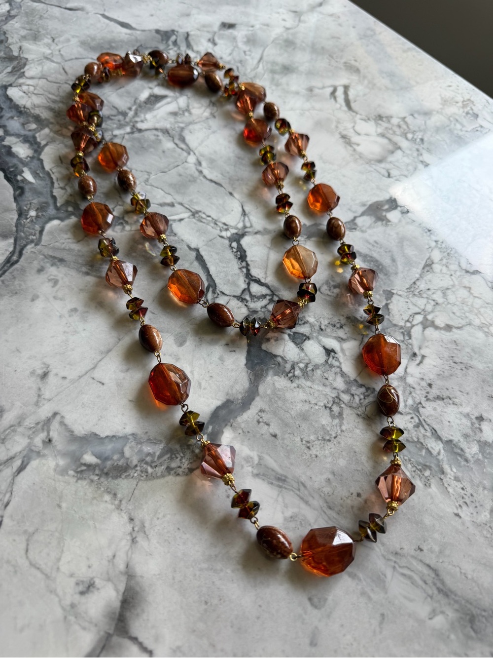 NWOT ~ 30” Acrylic Amber Necklace from Paris